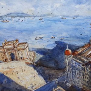 Gateway of india top view (36X26cm) watercolor