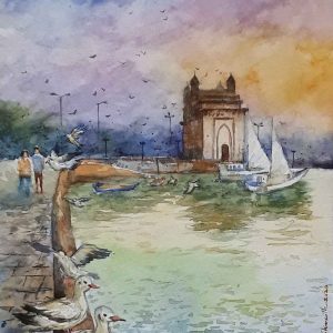 Gateway of india Evening (36×26cm) watercolor