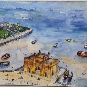 Gateway of india top view 2 (36X26cm) watercolor