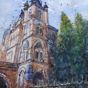 Mumbai cst railway station 2 (36X26cm) watercolor