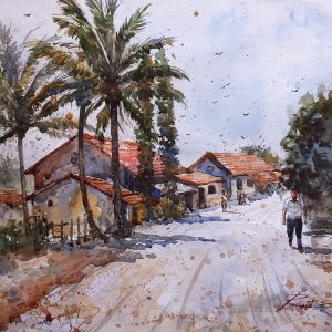 Village (34X50 inch) watercolor