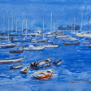 Boat Rides in Mumbai (36X26 cm) Watercolor